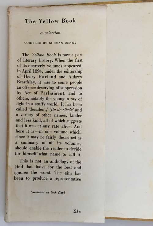 The Yellow Book, a Selection. Norman Denny (Ed.) Hardcover. Undated