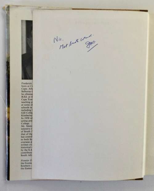 Frontier Flames - FC Metrowich. SIGNED Hardcover w/dj. 1st Ed. 1968