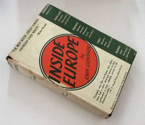 Inside Europe - John Gunther. Hardcover w/dj. 1940