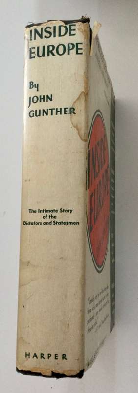 Inside Europe - John Gunther. Hardcover w/dj. 1940
