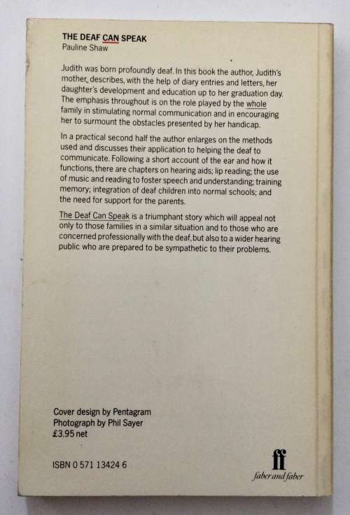 The Deaf Can Speak - Pauline Shaw. 1st Ed, softcover, 1985