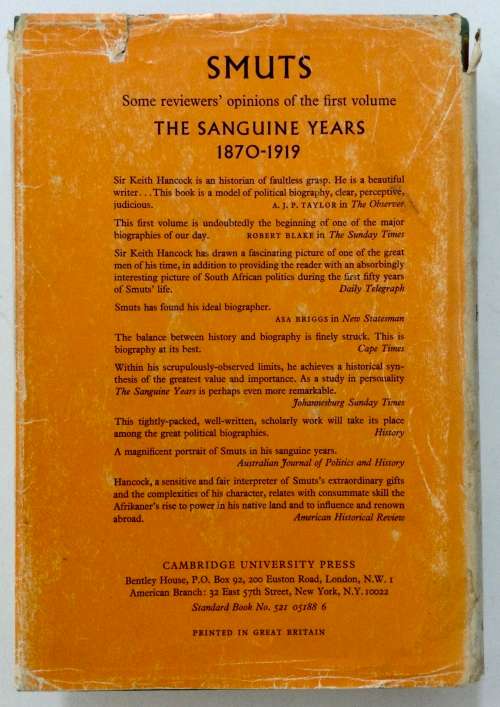 Smuts (2 volume set) - WK Hancock. Hardcover, 1st Ed, 1962 & 1968