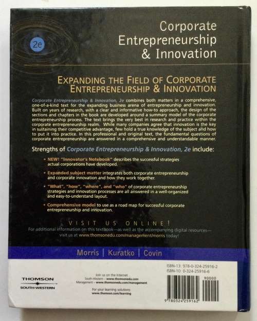 Corporate Entrepreneurship & Innovation - Michael A Morris et al. Hardcover, 2E, 2002