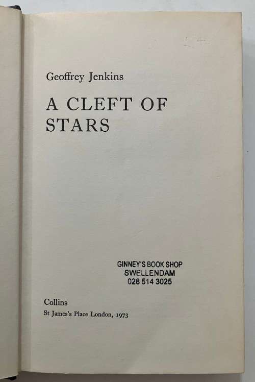 A Cleft of Stars - Geoffrey Jenkins. Hardcover w dj, 1st Ed. 1973