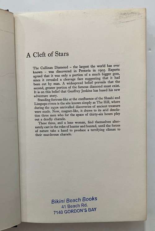 A Cleft of Stars - Geoffrey Jenkins. SIGNED Hardcover w dj, 1st Ed. 1973