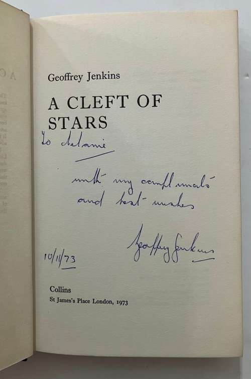 A Cleft of Stars - Geoffrey Jenkins. SIGNED Hardcover w dj, 1st Ed. 1973