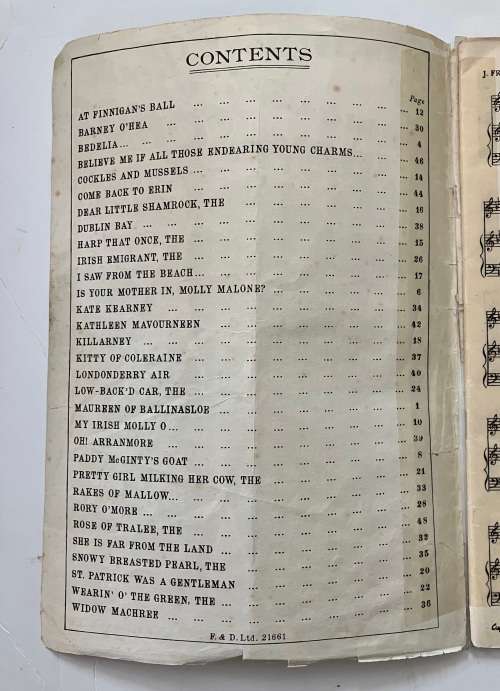 Community Book of Irish Songs -  Francis & Day. RARE softcover, undated