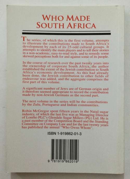 Who Made South Africa, Vol 1 - Robin McGregor. Softcover, 1st Ed. 2001