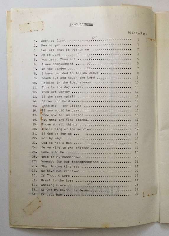 Liederebundel - Die Christelike Vereniging van die Poskantoor. SKAARS sagteband, ongedateer.