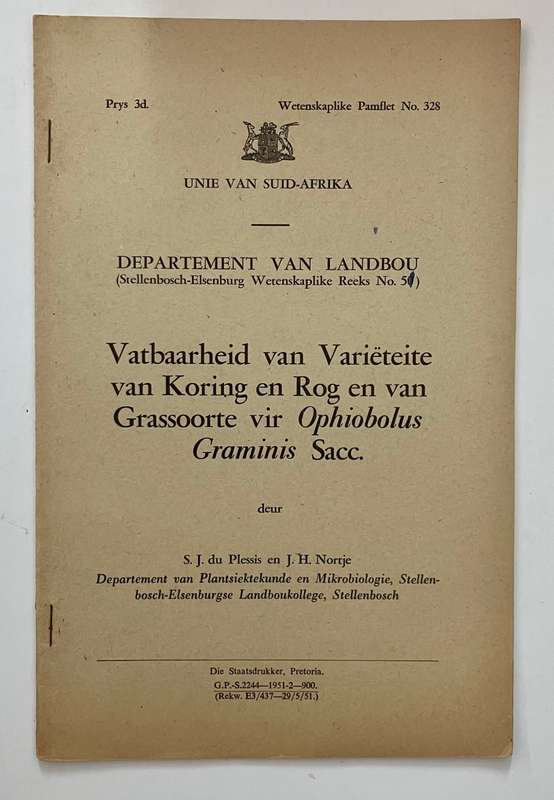 Vatbaarheid vir Variëteite van Koring en Rog en van Grassoorte... - Dept Landbou. SB, 1e Uitg. 1951