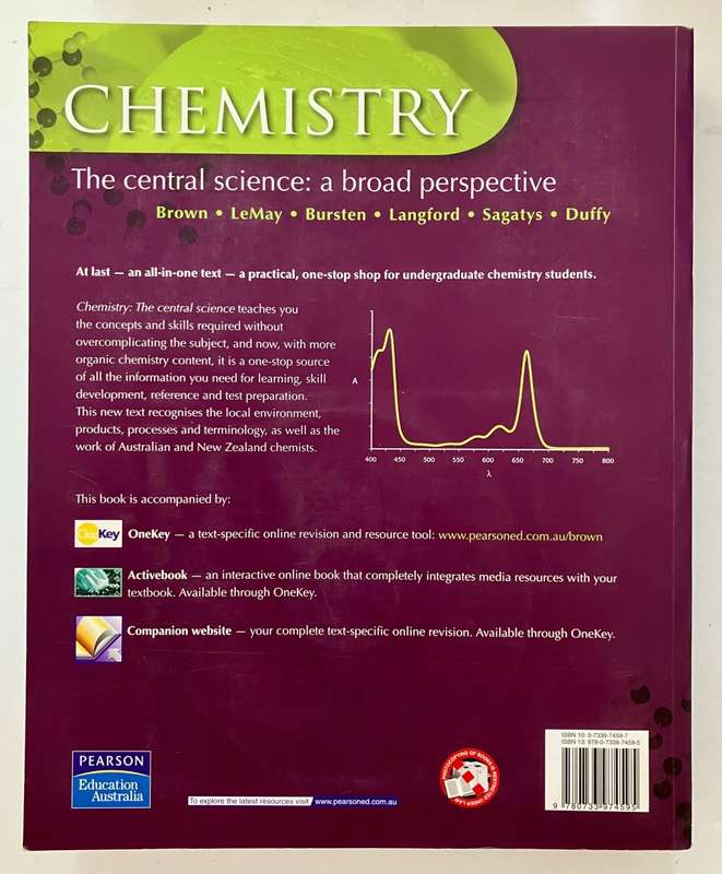 Chemistry: The Central Science - Brown, Lemay et al. Softcover, 9th Ed. undated