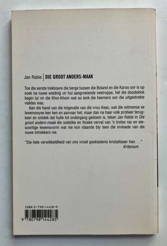 Die Groot Anders-Maak - Jan Rabie. Sagteband, 1e Klassiek-uitgawe. 2004