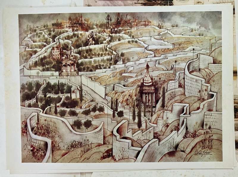 Jerusalem: Paintings and Drawings - Shemuel Katz. Hardcover binder w art prints. 4th Ed. 1984