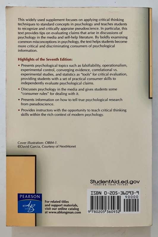 How To Think Straight About Psychology - Keith E Stanovich. Softcover, 7th Ed. 2004