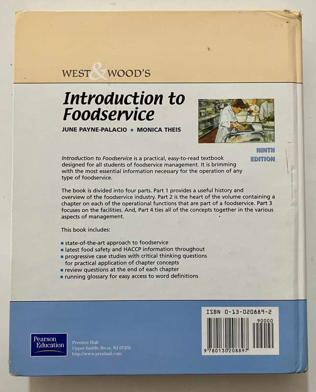 Introduction to Foodservice - J Payne-Palacio & M Theis. Hardcover. 9th Ed. 2001