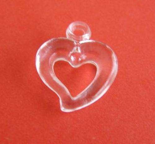 15mm Clear Heart Acrylic Charms (Sold in Pack of 5 (Five) Charms)