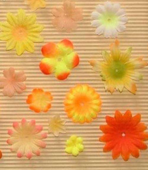 Layered Flowers, Yellow/Orange (Minimum of 12 Flowers per Pack)