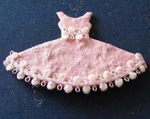 60mm x 50mm Pink Paper Dress with Lace Detail