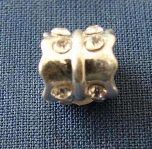8mm Shiny Silver Tube Spacer Bead with Rhinestones