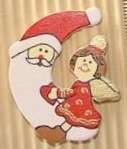 39mm x 35mm Wooden Christmas Moon & Angel