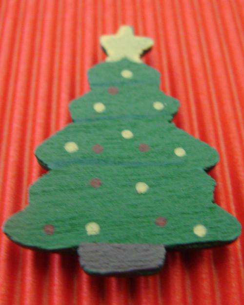 40mm x 25mm Wooden Christmas Tree Embellishment