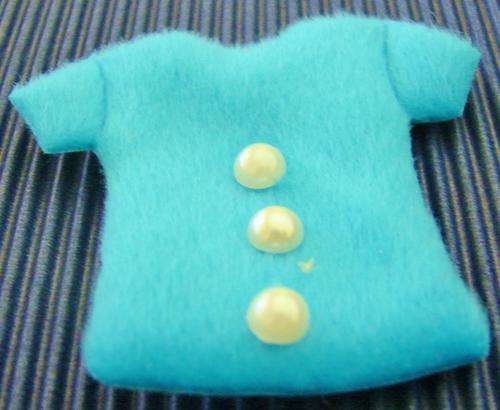 55mm x 60mm Blue Fabric Blouse with Pearl Coloured Buttons