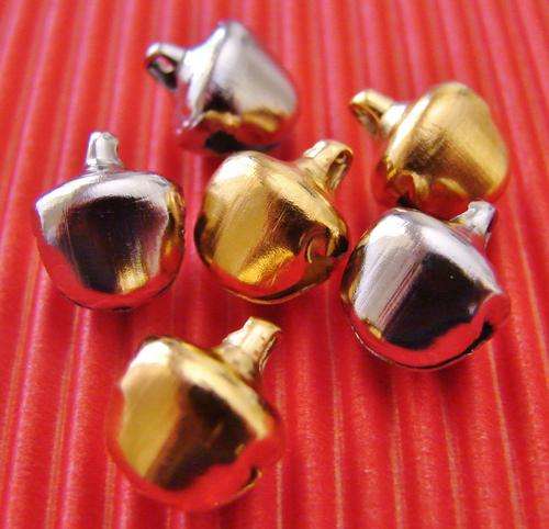 10mm Silver & Gold Coloured Jingle Bells (Sold per Pack of 6 Pieces)