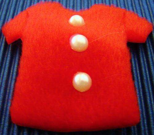 55mm x 60mm Red Fabric Blouse with Pearl Coloured Buttons