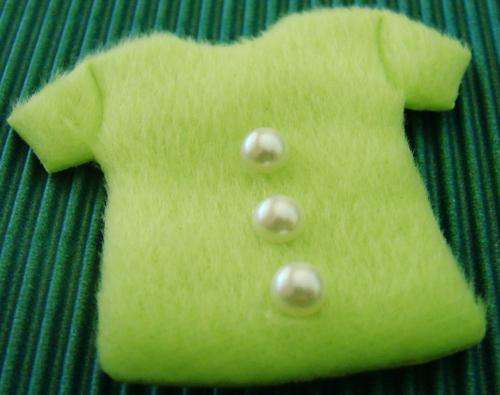 55mm x 60mm Green Fabric Blouse with Pearl Coloured Buttons