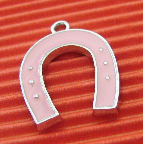 22mm Pink Enamrl Horseshoe Charm