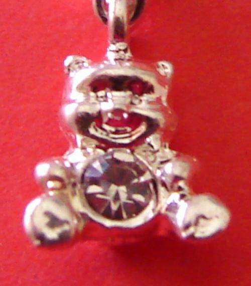 12mm PANDA BEAR CHARM with Diamante, Silver in Colour