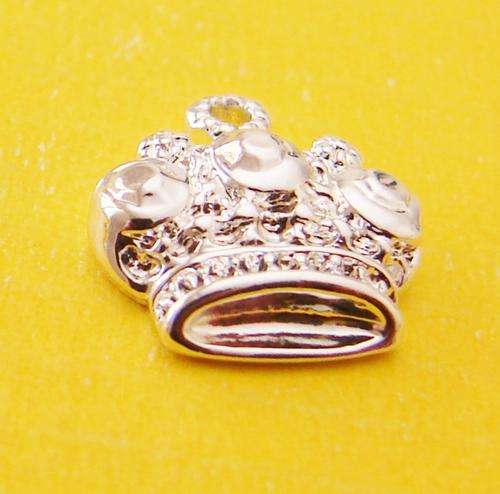 Quality Silver Plated CROWN Charm, 14mm