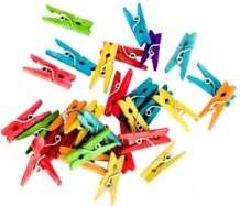 25mm Wooden Pegs, Assorted Colours (Sold in Pack of 10 Pegs)