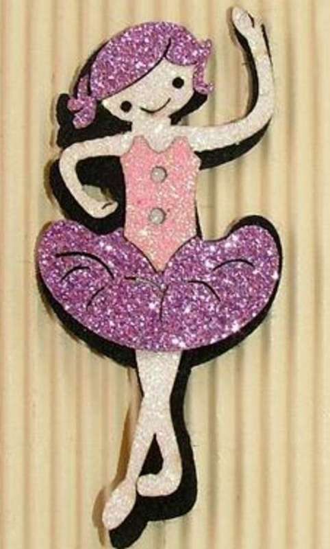 70mm x 32mm Fabric Ballerina Embellishment, Pink/Purple