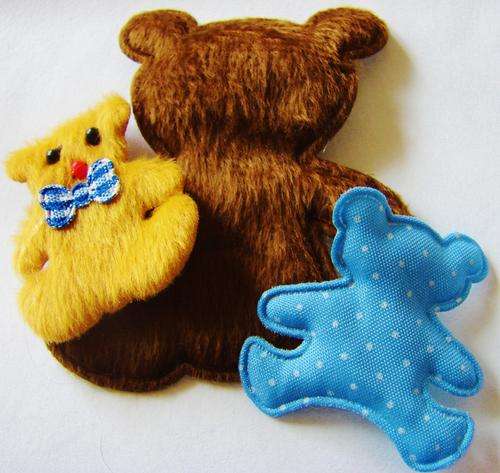 Set of Teddy Fabric Embellishments (3 Teddies per Set)
