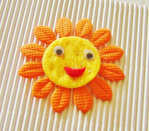 60mm Orange Fabric Sun Flower Embellishment