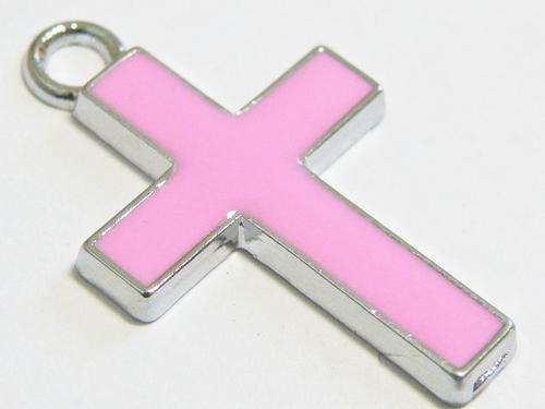 26mm Pink Enamel Cross Charm/Pendant
