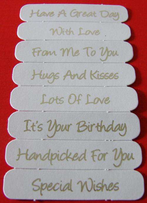45mm x 10mm Acid Free Die-Cut Assorted Message Tags (Sold in Pack of 8 Tags)