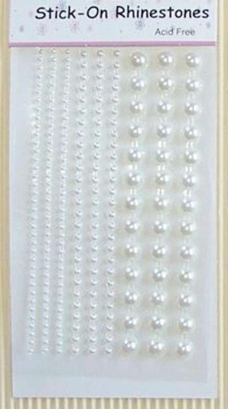 Sheet of 6mm Round Stick-on Pearl Rhinestones - Acid Free