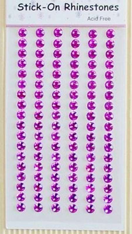 Sheet of 6mm Round Stick-on Lilac Rhinestones - Acid Free