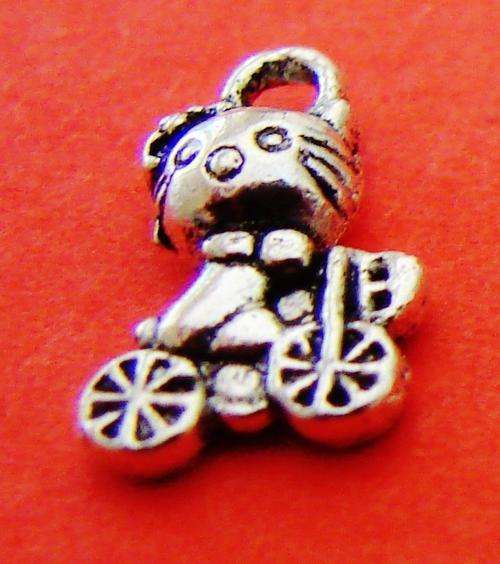 12mm Silvertone Hello Kitty Cyclist Charm