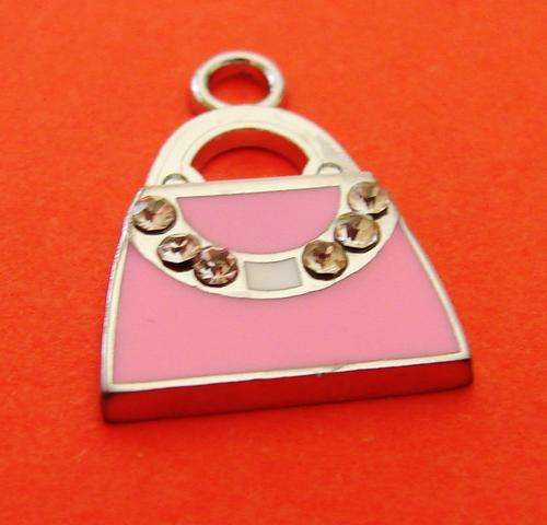 23mm Pink Handbag Charm with Diamante