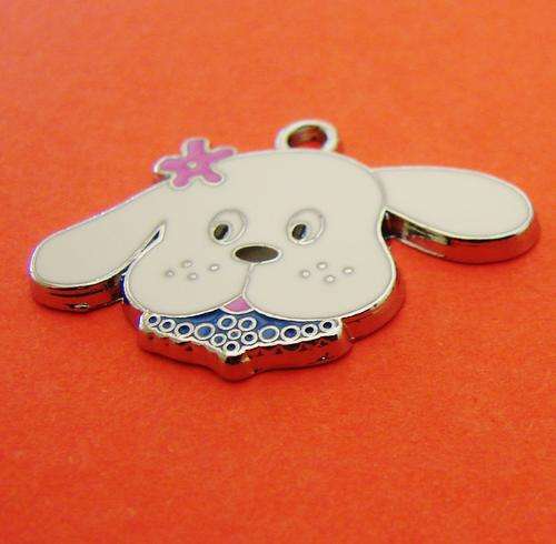 28mm White Puppy Face Charm