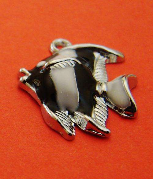 24mm Black & White Fish Charm