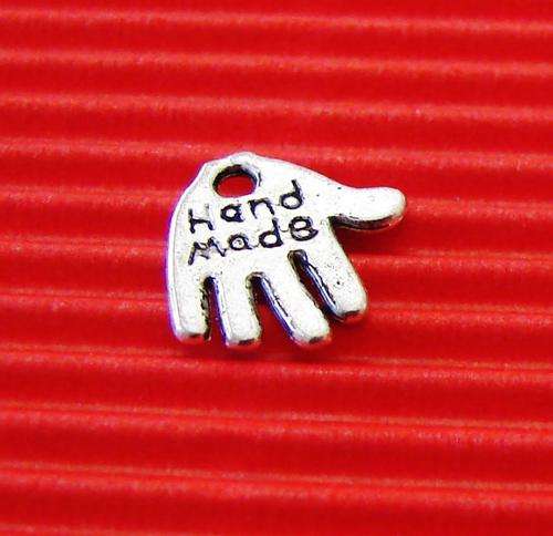 10mm Silvertone "Hand Made" Charm