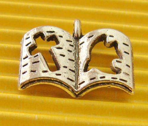 18mm Silvertone Bible Charm with Cross & Dove Cut-Outs