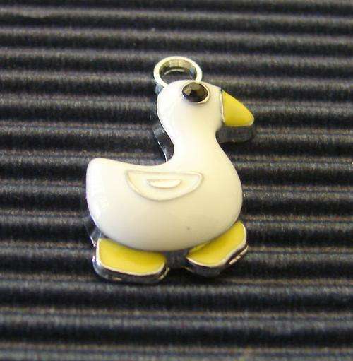23mm Yellow and White Enamel Baby Duck Charm