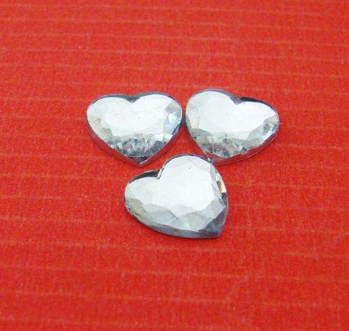 Pack of Silver Heart Shaped Rhinestones (10 Pieces per Pack)