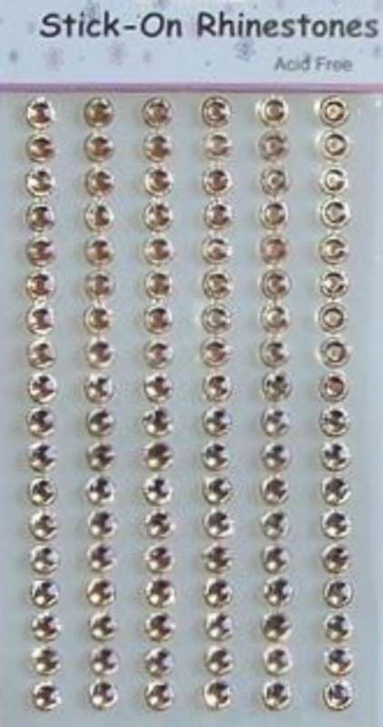 Sheet of 6mm Round Gold Stick-on Rhinestones