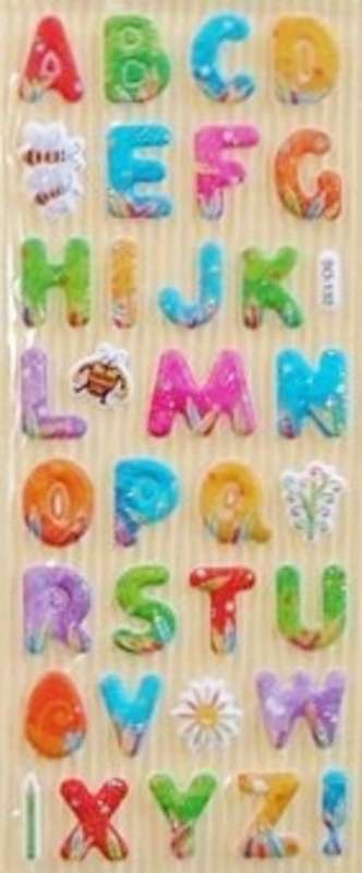 200mm x 90mm Sheet of Alphabet Puffy Stickers